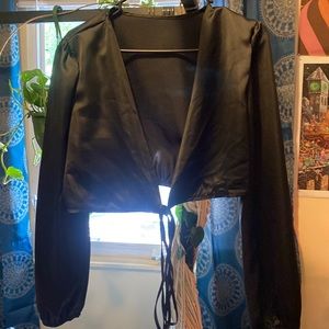 Satin silk wrap top never wore